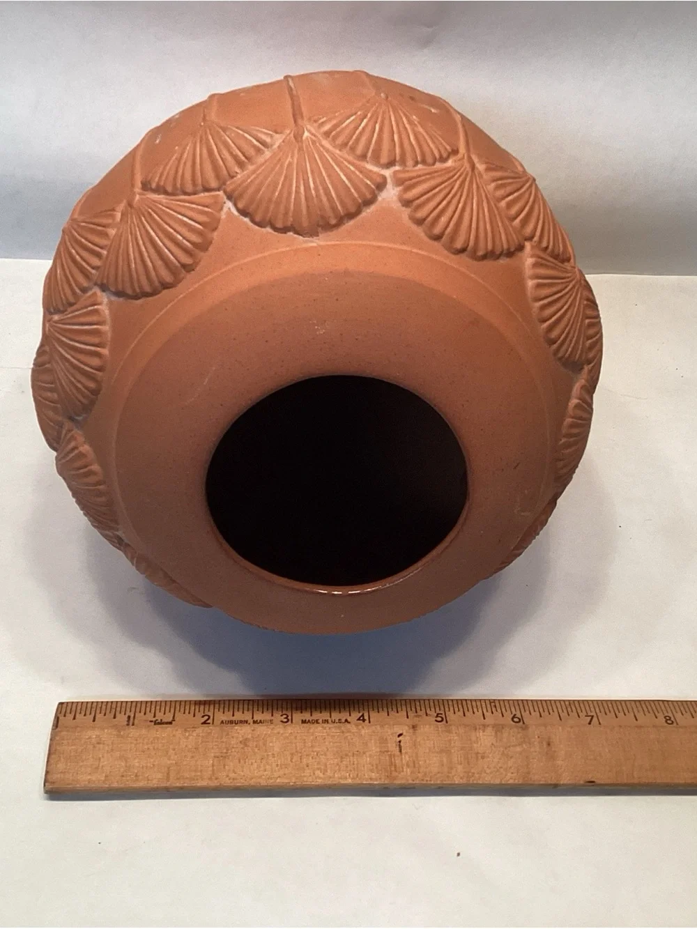 Vintage Laslo Mikasa Vase Gingko Leaf Or Lotus Flower Glazed Interior 9” X 6.5”
